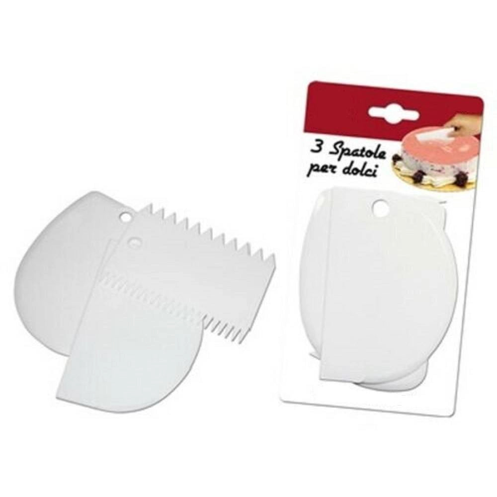 Trade Shop - Set 3 Spatole Spatola Forme Impasto Plastica Dolci Cucina Glassa Torte Utensile -