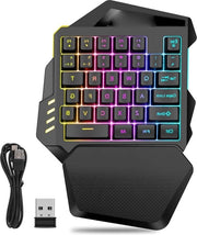 Tastiera da Gioco Meccanica RGB Wireless Unica Mano con Supporto al Pollice - 35 Tasti - Mini Portatile Ergonomico per Gamer PC.