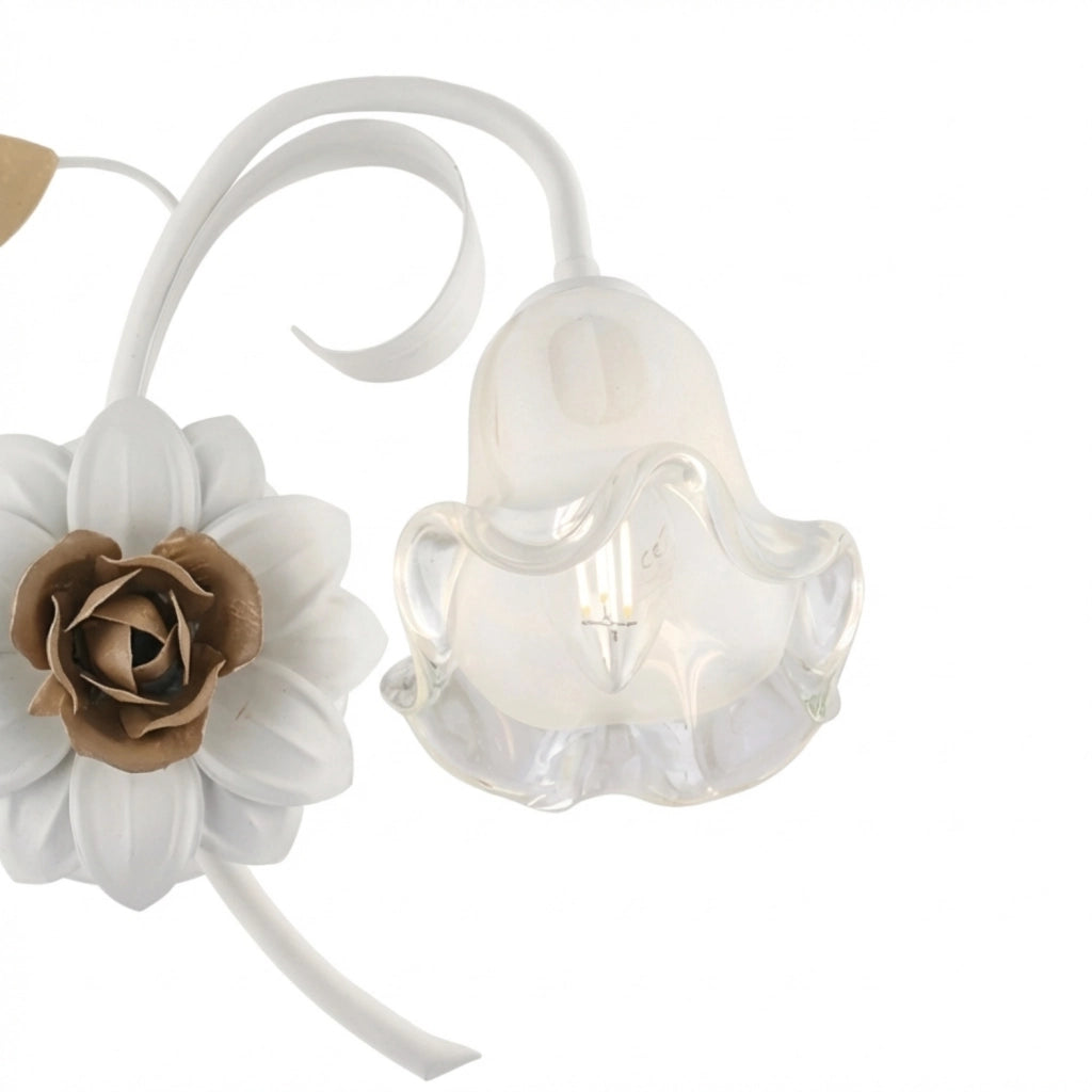 Applique Arte Povera Cesto Metallo Bianco E Oro 1 Luce E14