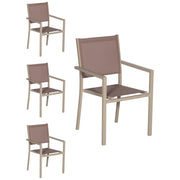 Set di 4 sedie in alluminio tortora - textilene tortora