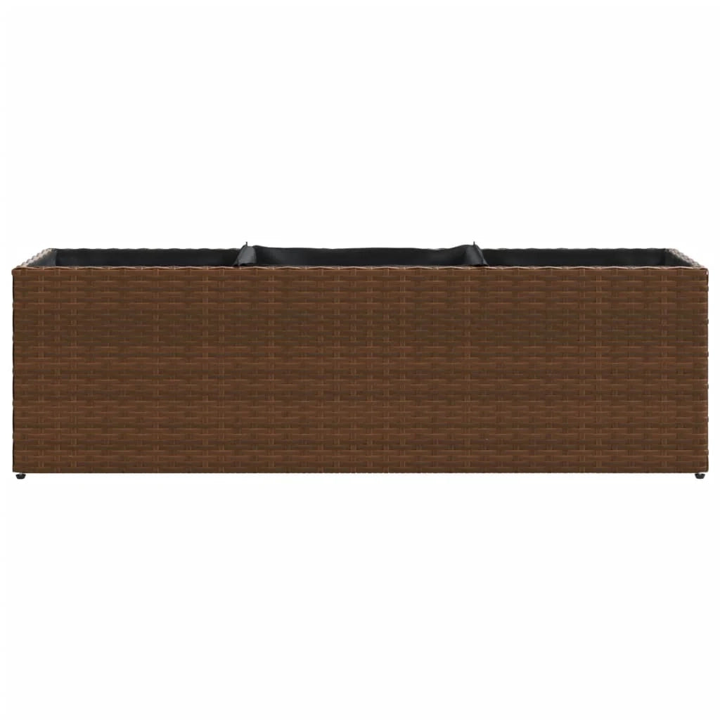 Fioriera rialzata per piante fiori patio giardino con 3 vasi 105 x 30 x 32 cm resina intrecciata marrone 02_0038086