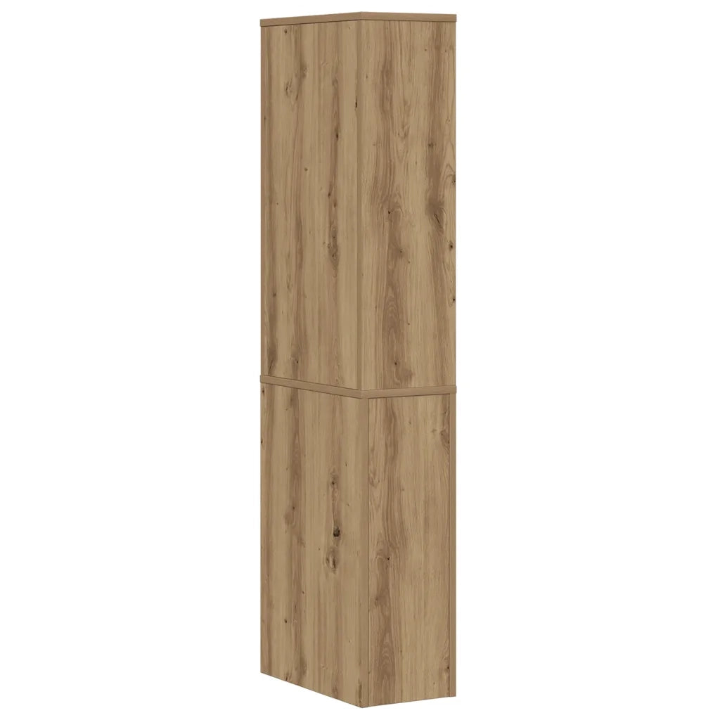 Mobile da Bagno Stretto con Ruote Rovere Artigianale Truciolato 855303