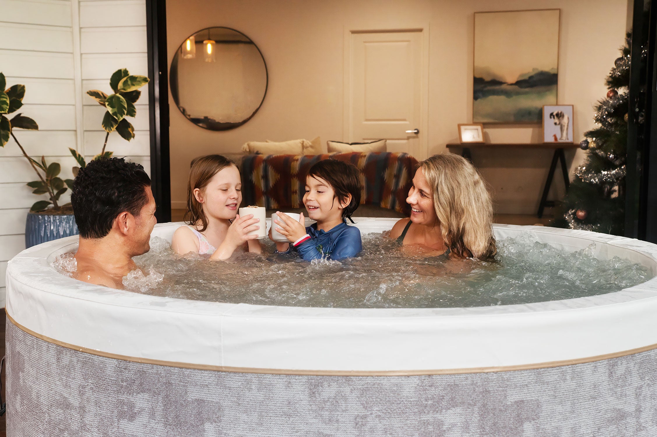 Vasca Idromassaggio Spa Cocoon Smontabile Trasportabile Gonfiabile Ø180x65 cm in PVC Marrone