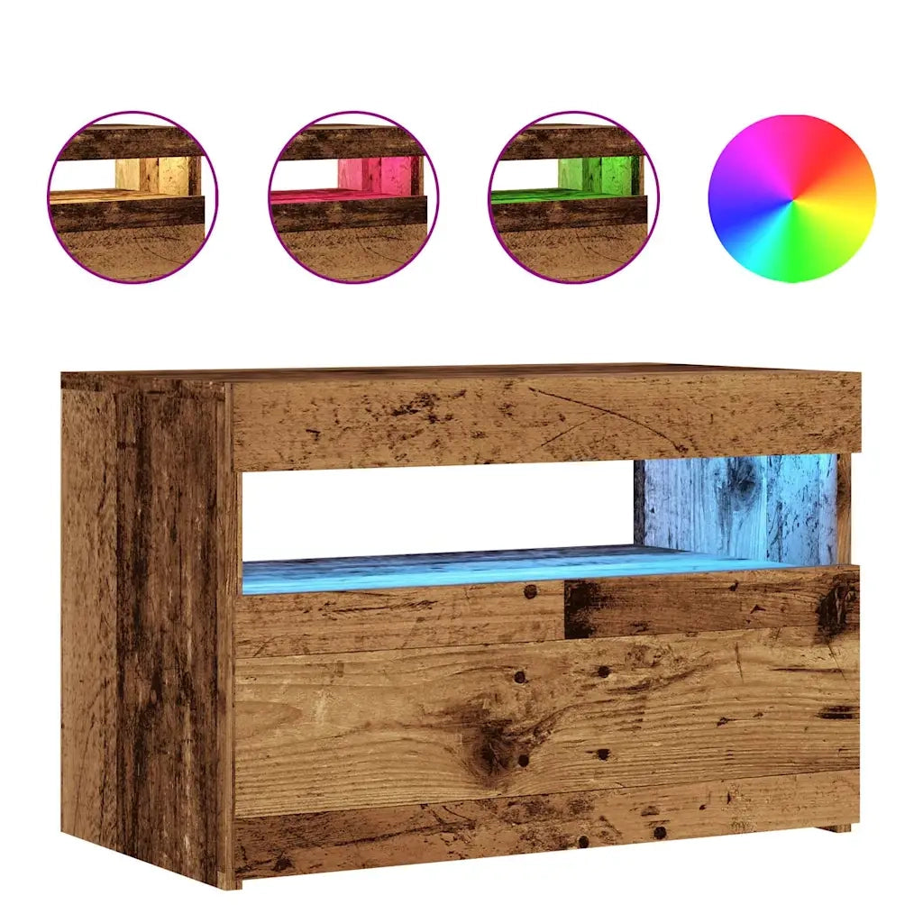 Mobile Porta TV con LED Legno Antico 60x35x40 cm Multistrato 856309