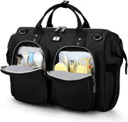 Borsa a Spalla Multifunzionale con Tasca Idrorepellente e 2 Ganci per Carrello - Ideale per Genitori in Viaggio (Nero)