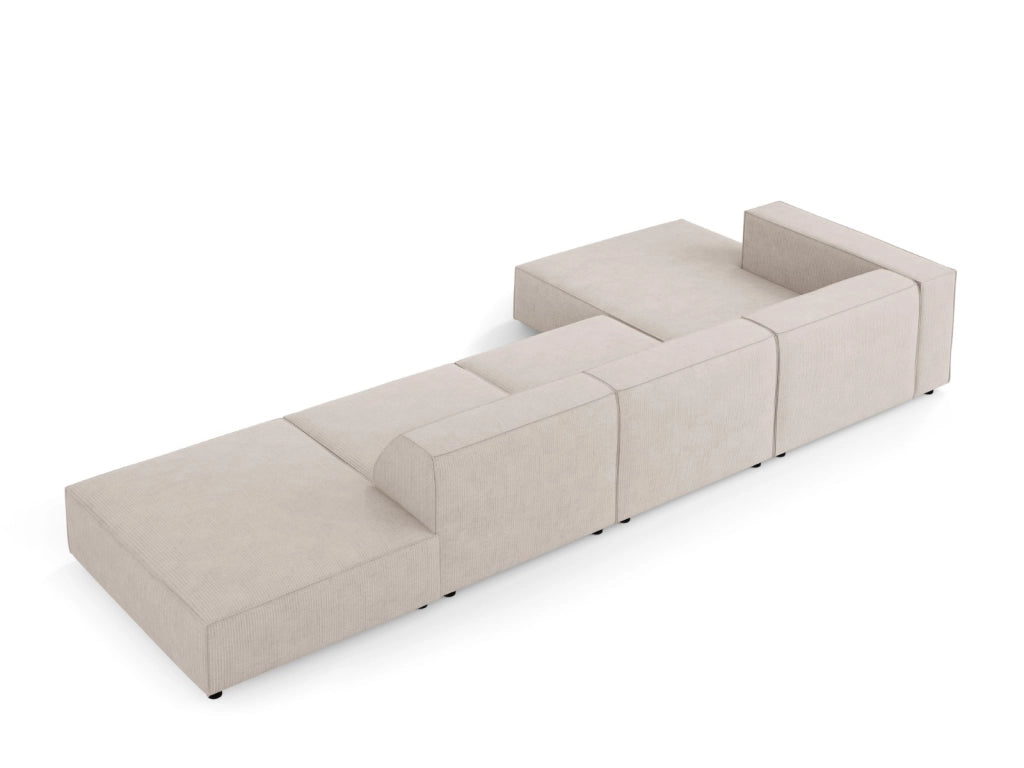 Cosmopolitan Design - Divano angolare sinistro "Arendal" 5 posti in ciniglia con effetto a coste beige scuro 