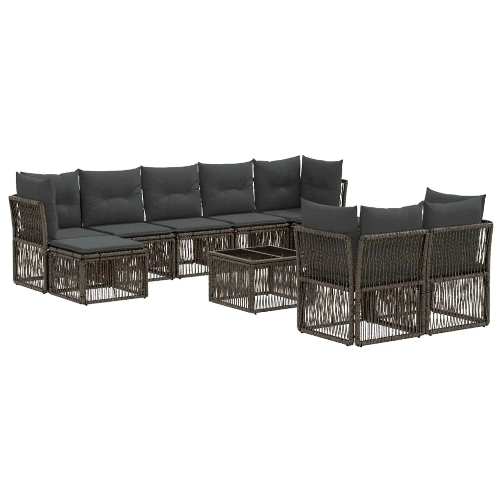 Set Divano da Giardino 10 pcs Grigio polyrattan 3434366