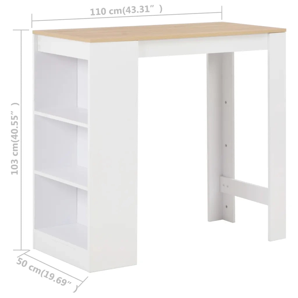 Tavolo da Bar con Ripiano Bianco 110x50x103 cm 280215
