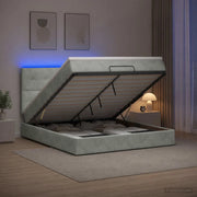 Letto Ottomano con Materasso e LED Grigio Chiaro 140 x 190 cm 3458301
