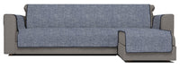 Copridivano in Poliestere con Penisola Destra Seduta 190 cm Blu Scuro