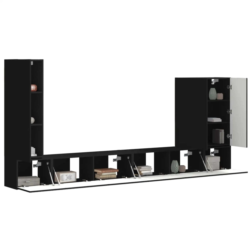 Set di Mobiletto da TV a Parete Montaggio a parete 6 pcs Nero 3408953