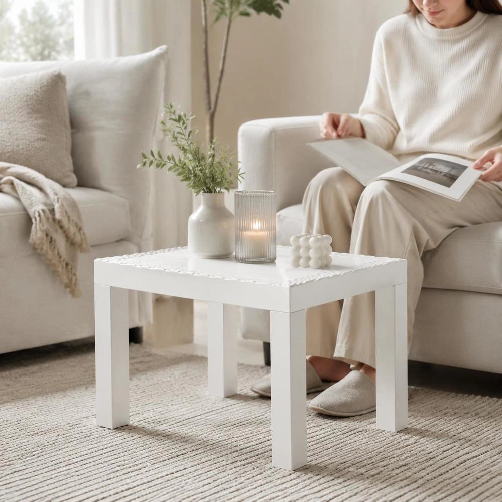 Garden Table White 59x47x40 Cm PP