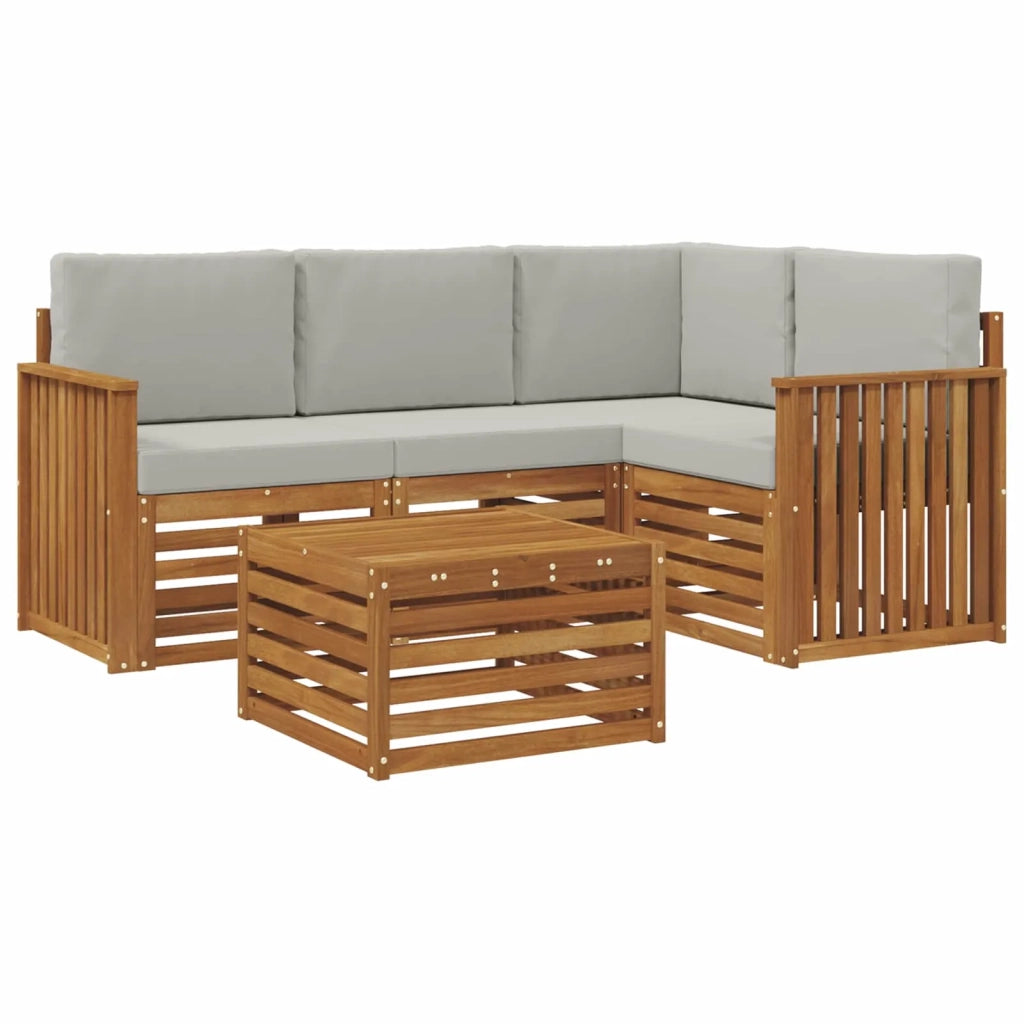 Set di divani da esterno 5 pcs Grigio Naturale e Chiaro 3374766
