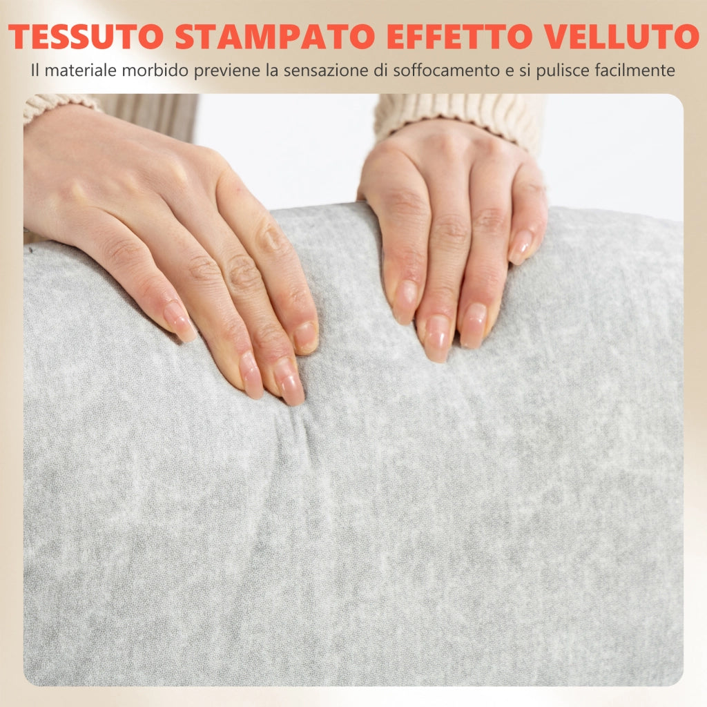 Sedia Ergonomica, Schienale Alto Velluto Stampato, Braccioli Ribaltabili, Bianco Crema