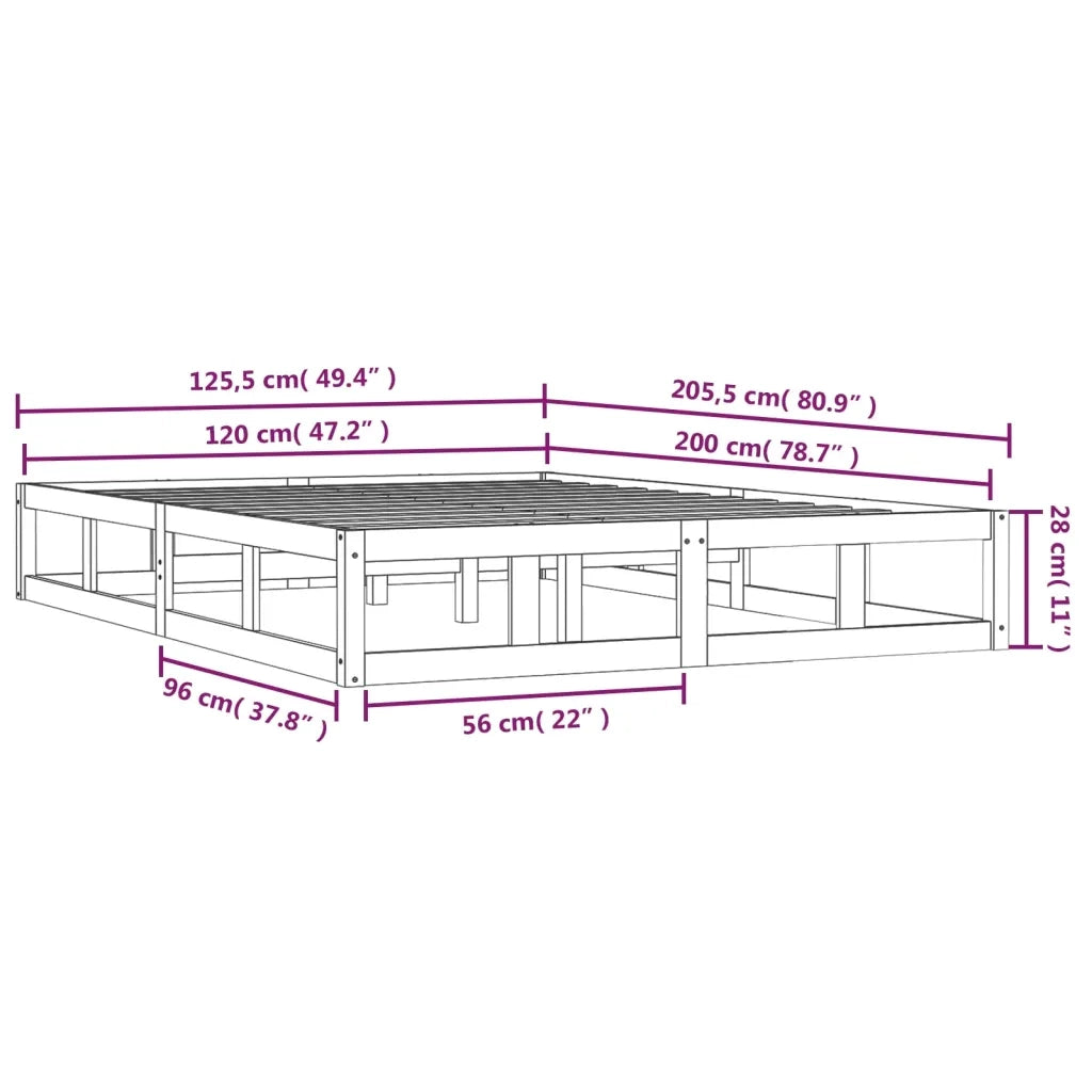 Giroletto-Struttura Letto Nero 120x200 cm in Legno Massello