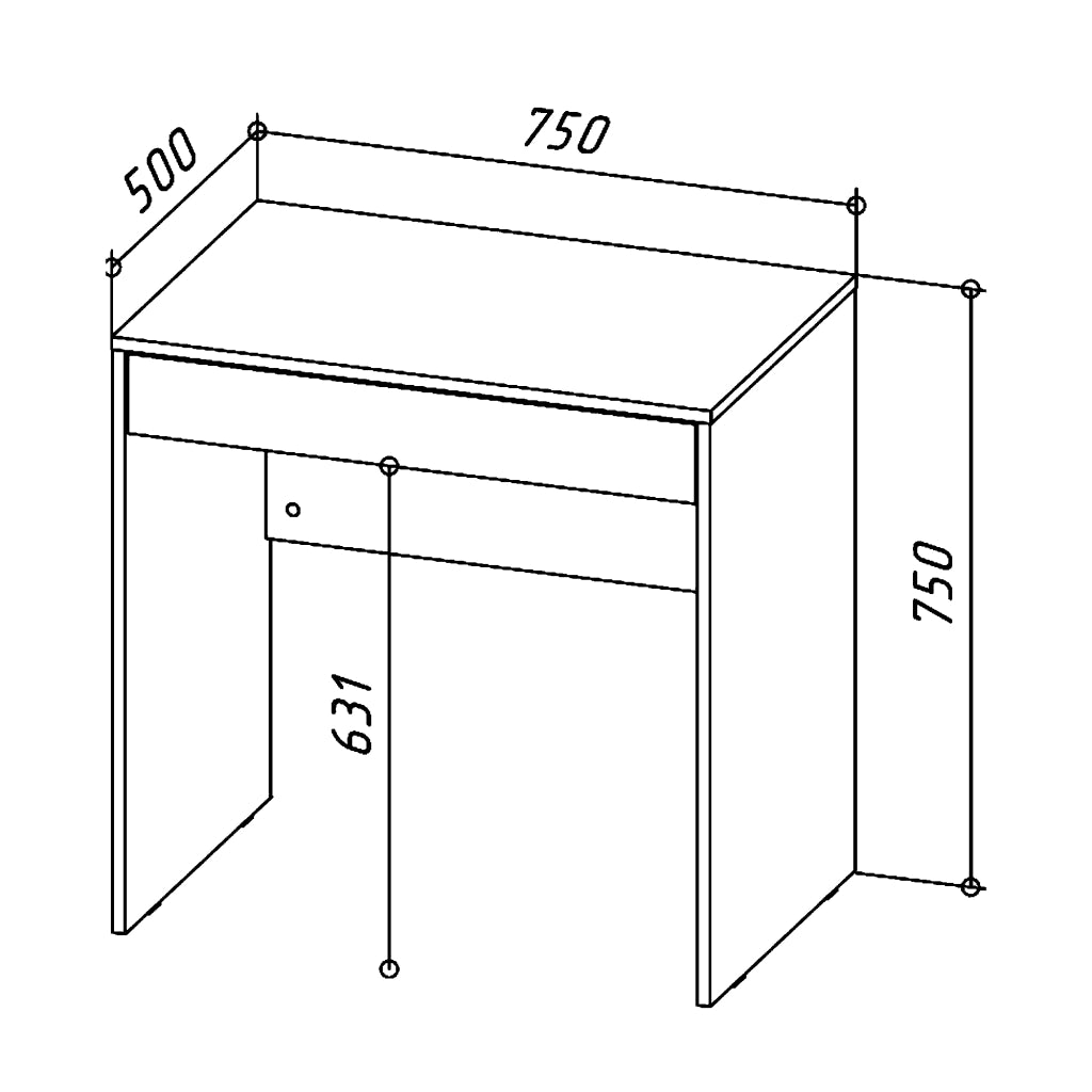 Scrivania FORDE - Spaziosa - Con cassetto - Bianca - Larghezza 75 cm, Altezza 75 cm, Profondit? 50 cm