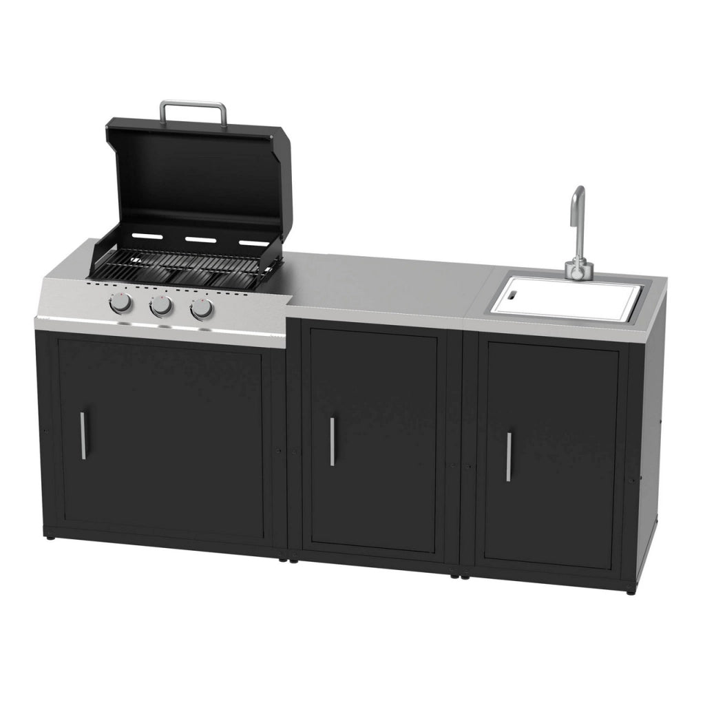 Modulo barbecue a gas per cucine componibili gas gpl con 3 bruciatori 89 x 60,7 x h 95cm