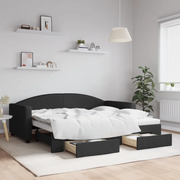 Divano Letto Estraibile con Cassetti-Sofa Letto-Daybed Nero 90x190 cm in Tessuto 567995
