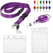Lanyard con chiusura a scatto rimovibile - Orecchino per badge - Avvolgibile con bobina retrattile - Impermeabile - Regolabile - Estendibile fino a 65 cm
