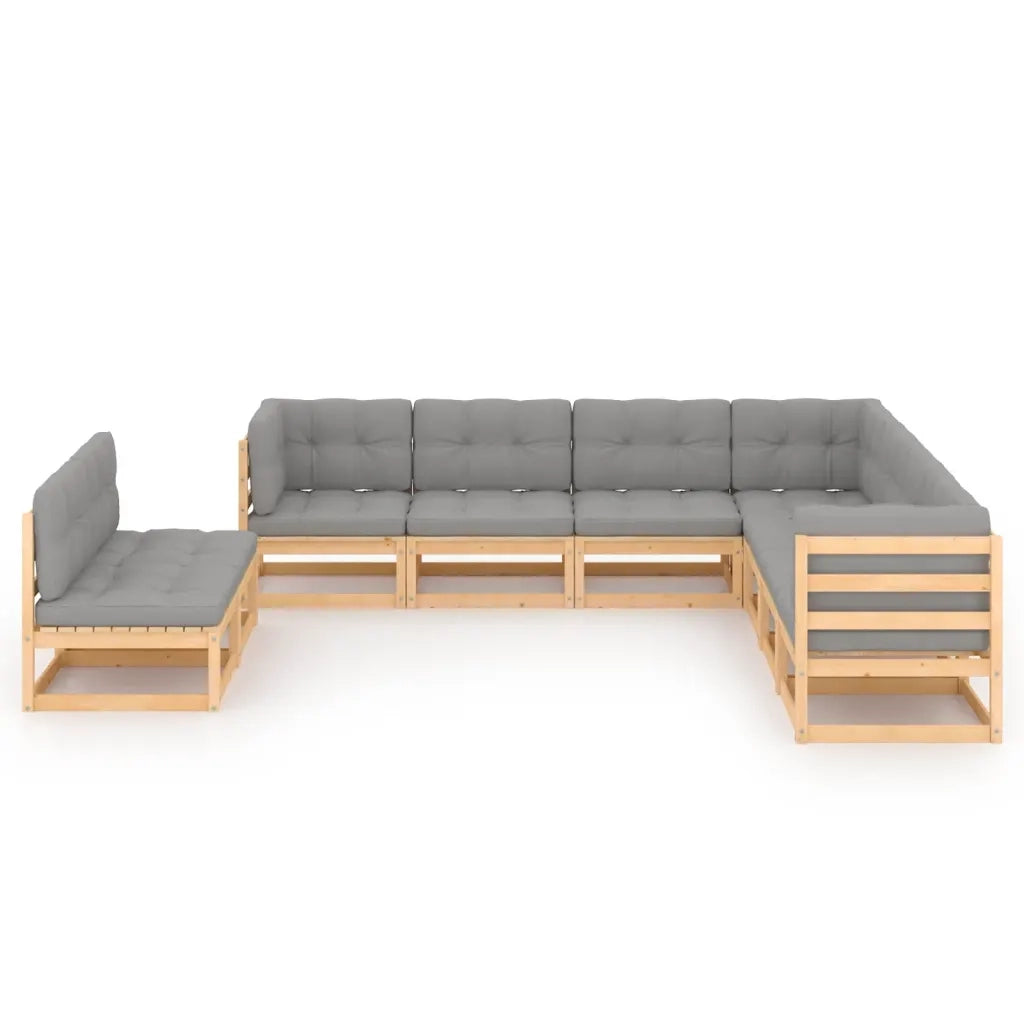 Set Divani da Giardino 9 pz con Cuscini Legno Massello di Pino cod mxl 54006