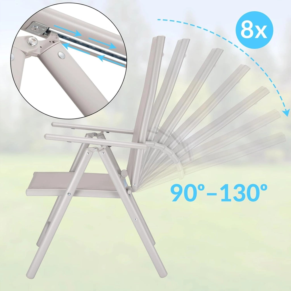 Tavolo e Sedie da Giardino Alluminio 4 Seggiole Pieghevoli 1 Tavolo WPC 80x80 Color Legno