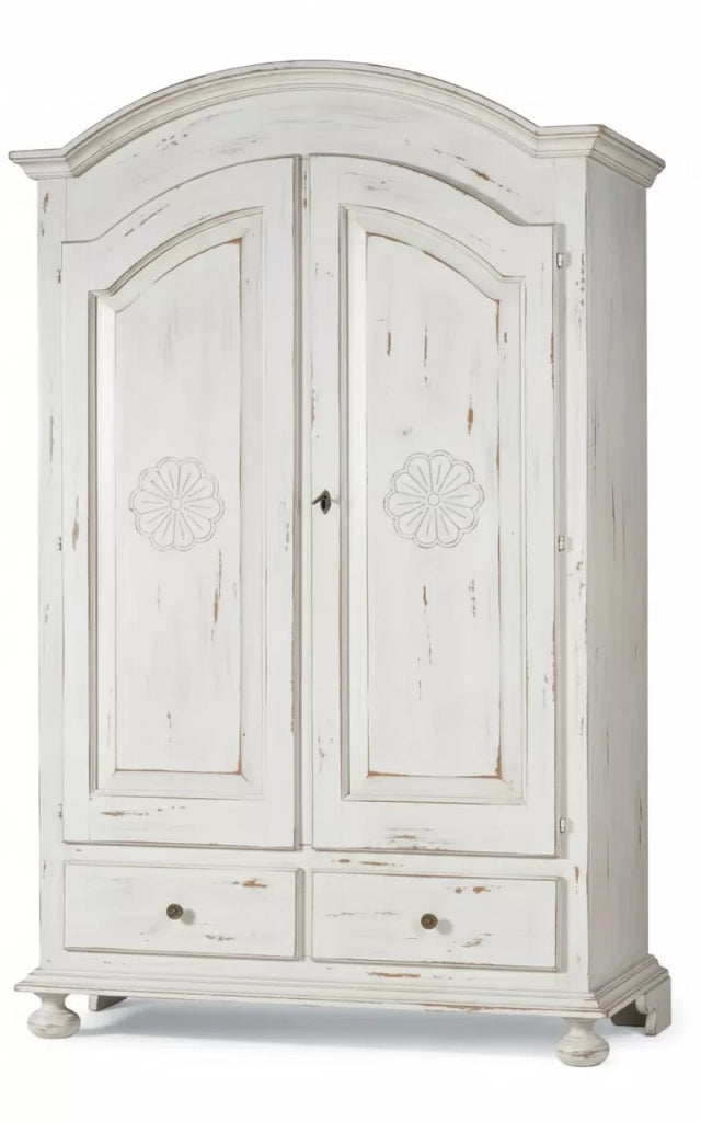 Armadio 2 porte shabby legno bianco consumato 125x61x200 - Mobili 2G