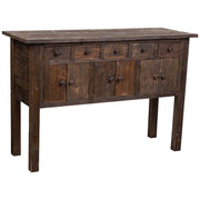 Credenza in legno con 5 cassetti e 6 ante marrone 120x43x80h cm