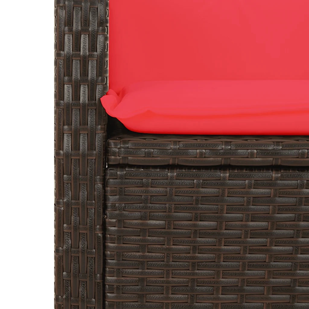 Panca Reclinabile da Giardino con Cuscini Marrone in Polyrattan 368222