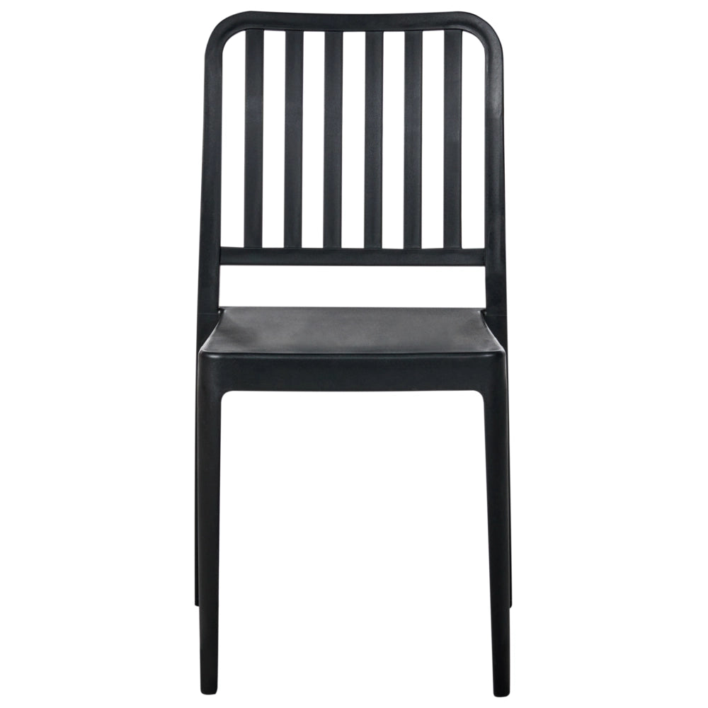 Set di 4 sedie da giardino in plastica nera impilabili, leggere e resistenti alle intemperie per interni ed esterni