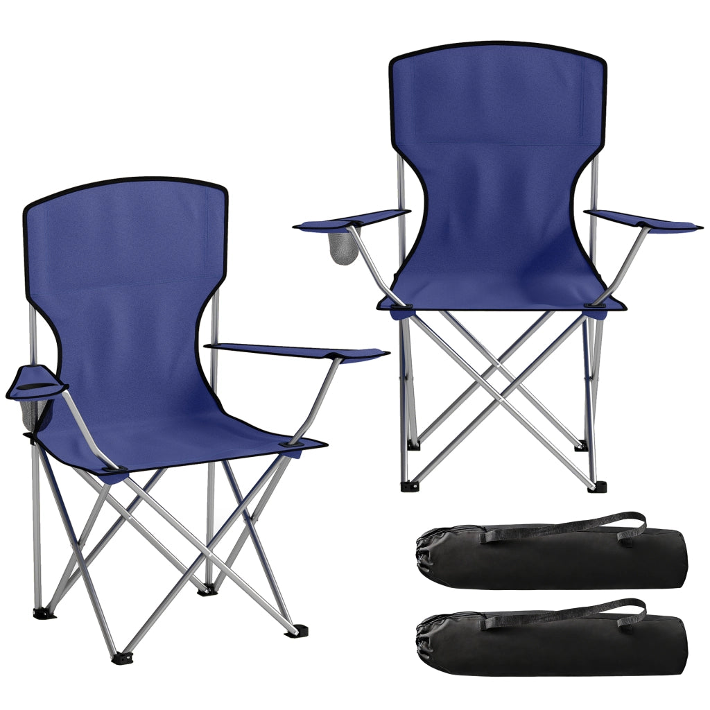 Sedia da Pranzo Pieghevole con Portabicchieri ¨C Zephmum ¨C Blu Scuro 88x57x97cm