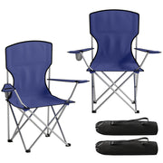 Sedia da Pranzo Pieghevole con Portabicchieri ¨C Zephmum ¨C Blu Scuro 88x57x97cm
