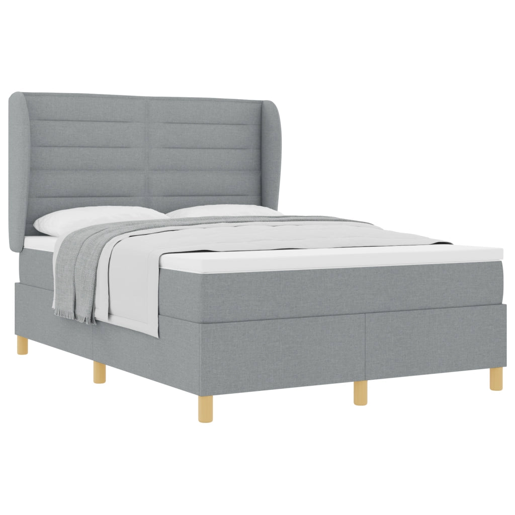 Letto Box Spring con Materasso Grigio Chiaro 140x200 cm Tessuto