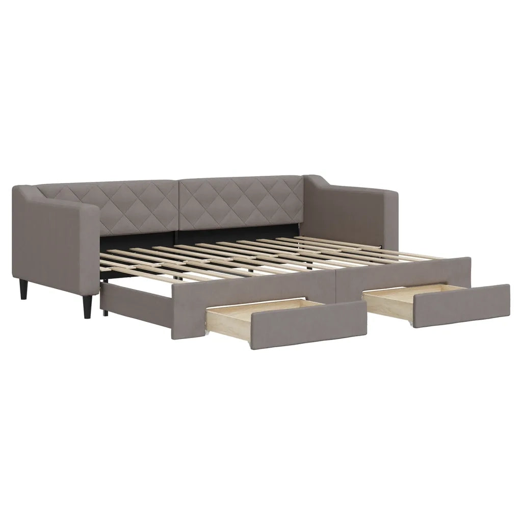 Divano letto | Sof¨¤ letto | Letto singolo Estraibile con Cassetti Tortora 80x200 cm Tessuto