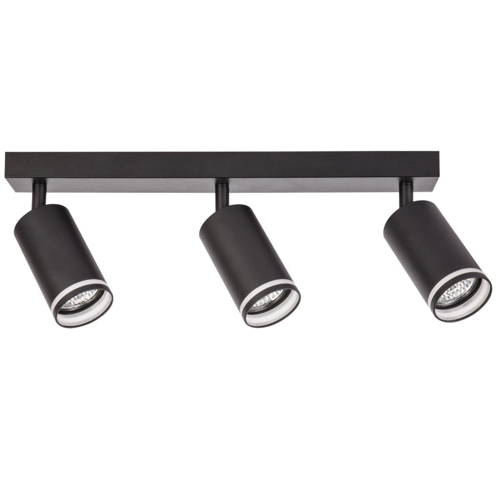 Plafoniera/applique 3 faretti GU10 nera Polux Paris 322340