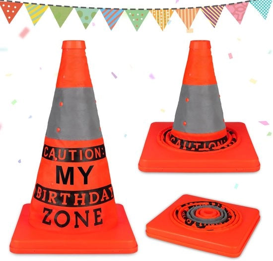Decorazione di compleanno sicura con cono riflettente - Decorazione per feste - Accessori per bambini - Cadeau divertente - Crea un cono riflettente arancione per la decorazione di compleanno