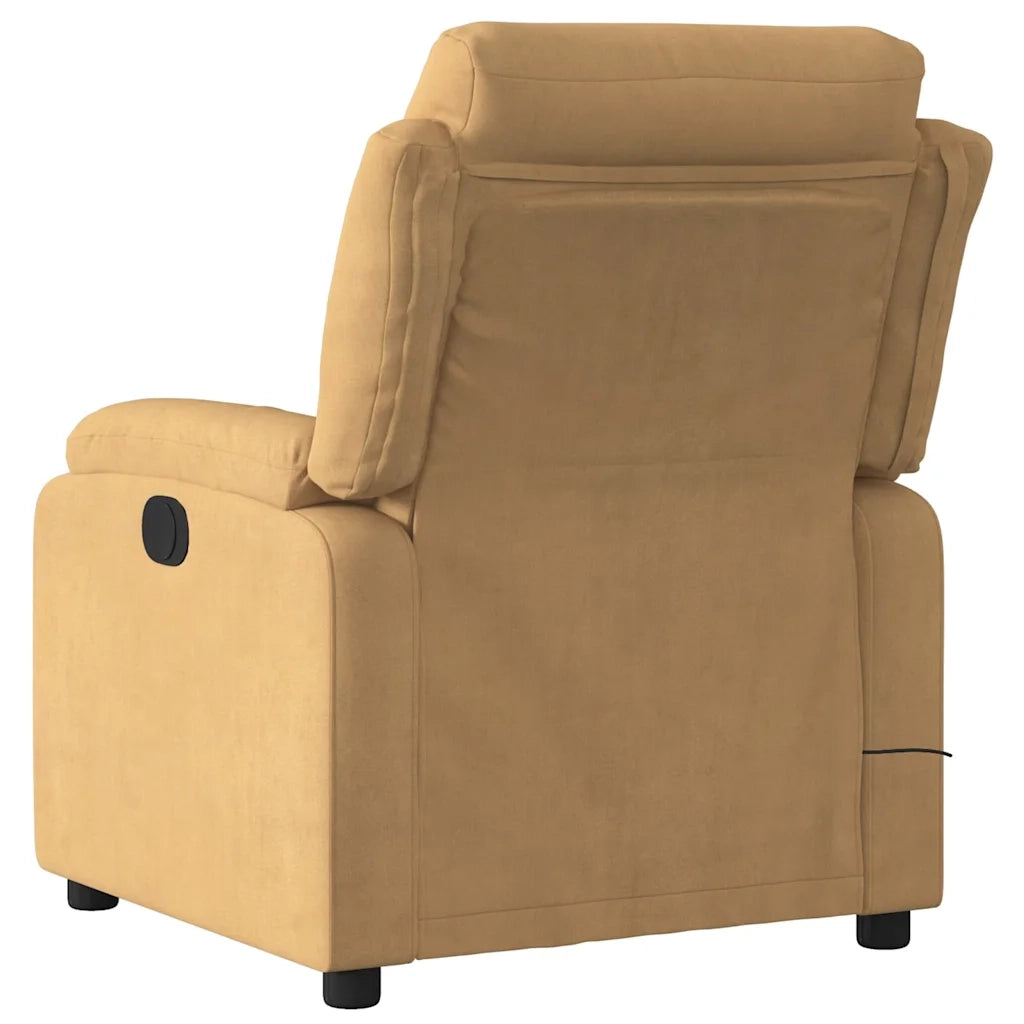Poltrona Massaggiante Reclinabile Elettrica Marrone Velluto 3205089