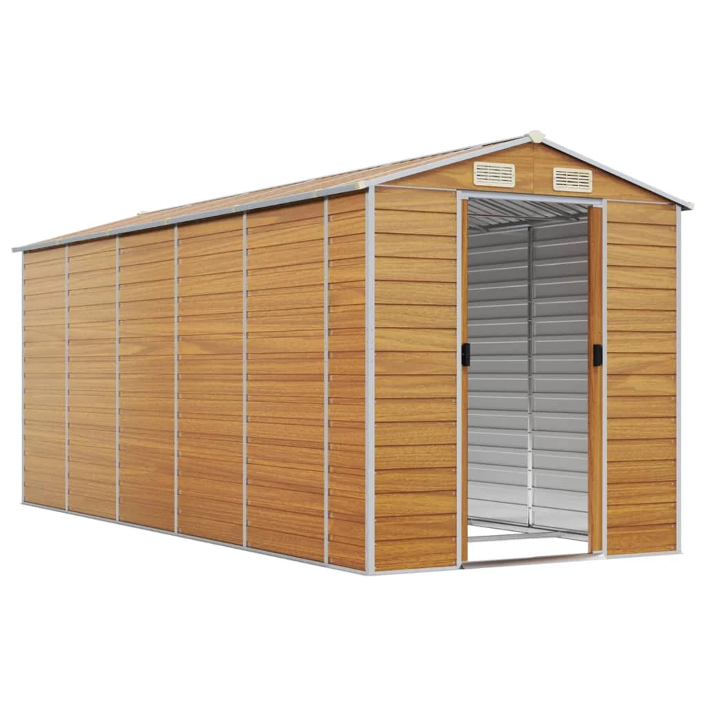 Casetta da giardino cabina ripostiglio casetta da esterno robusta casetta per attrezzi colore chiaro 191 x 470 x 198 cm acciaio zincato marrone 02_0022292