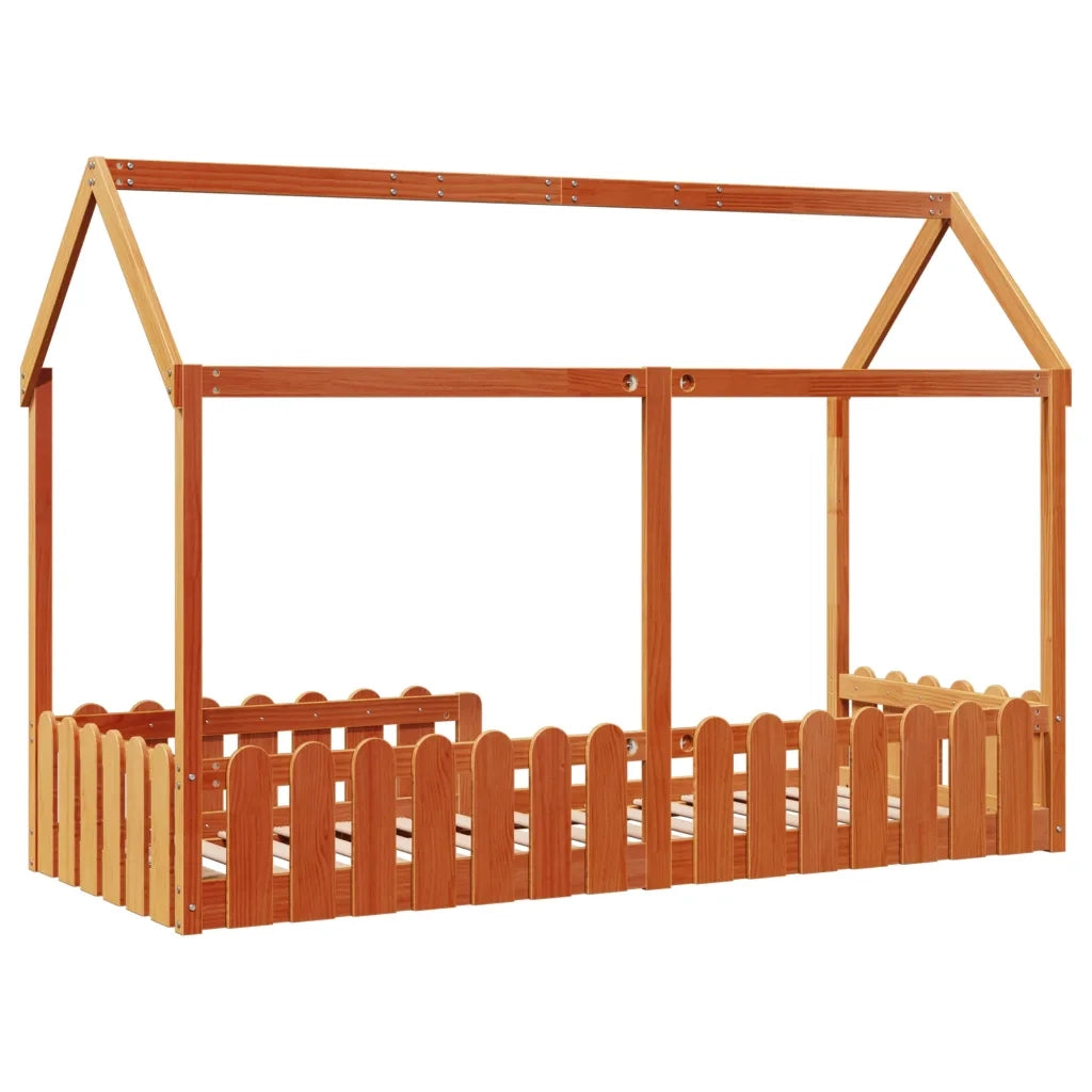 Giroletto Casetta Bambini Marrone Cera 80x200 cm Massello Pino 850691