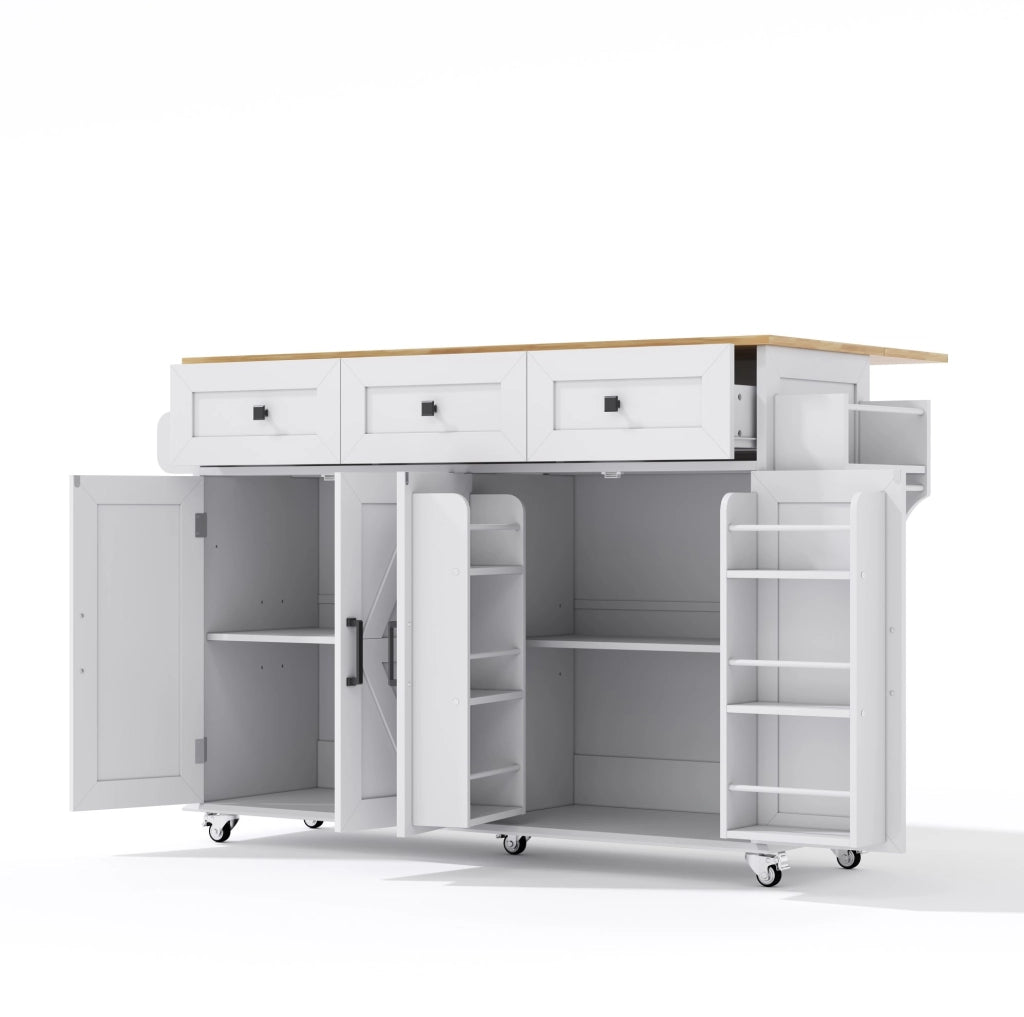 Isola cucina con piano ribaltabile 140x43(70)x90;5 cm; MDF bianco e naturale