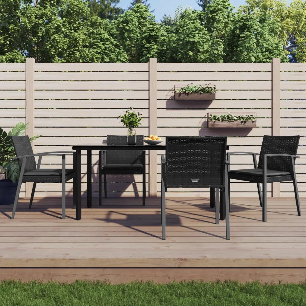 Set Pranzo da Giardino 5pz con Cuscini in Polyrattan e Acciaiocod mxl 124563