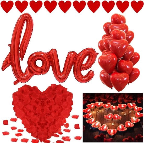 Set di Decorazione per San Valentino - Decorazione Romantica - San Valentino - Foglie di Rosa
