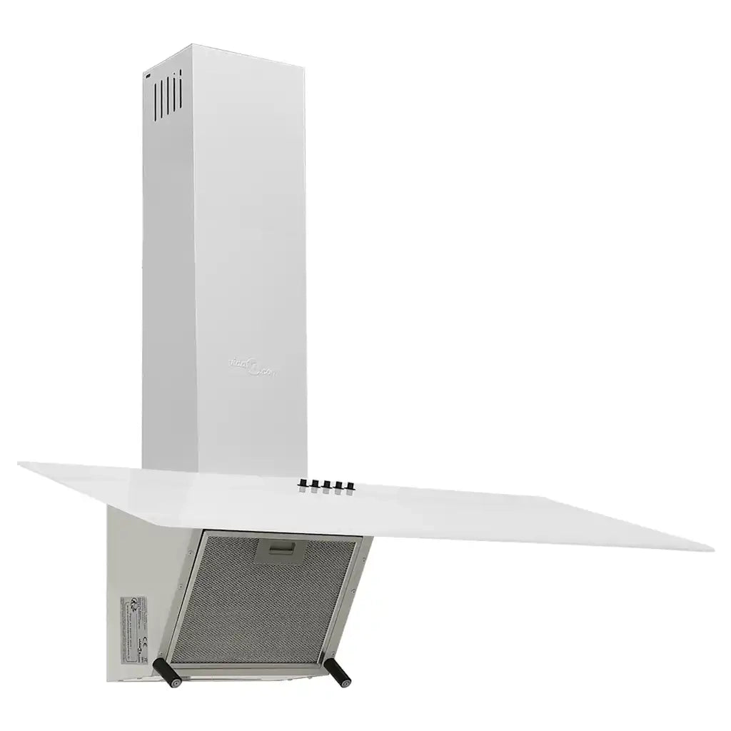 Cappa a Parete 90 cm in Acciaio e Vetro Temperato Bianco cod mxl 12949