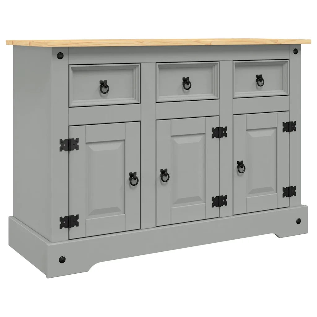 Credenza | Madia | Buffet da pranzo | Armadio da pranzo Corona Grigia 112x43x78 cm in Legno di Pino Messicano
