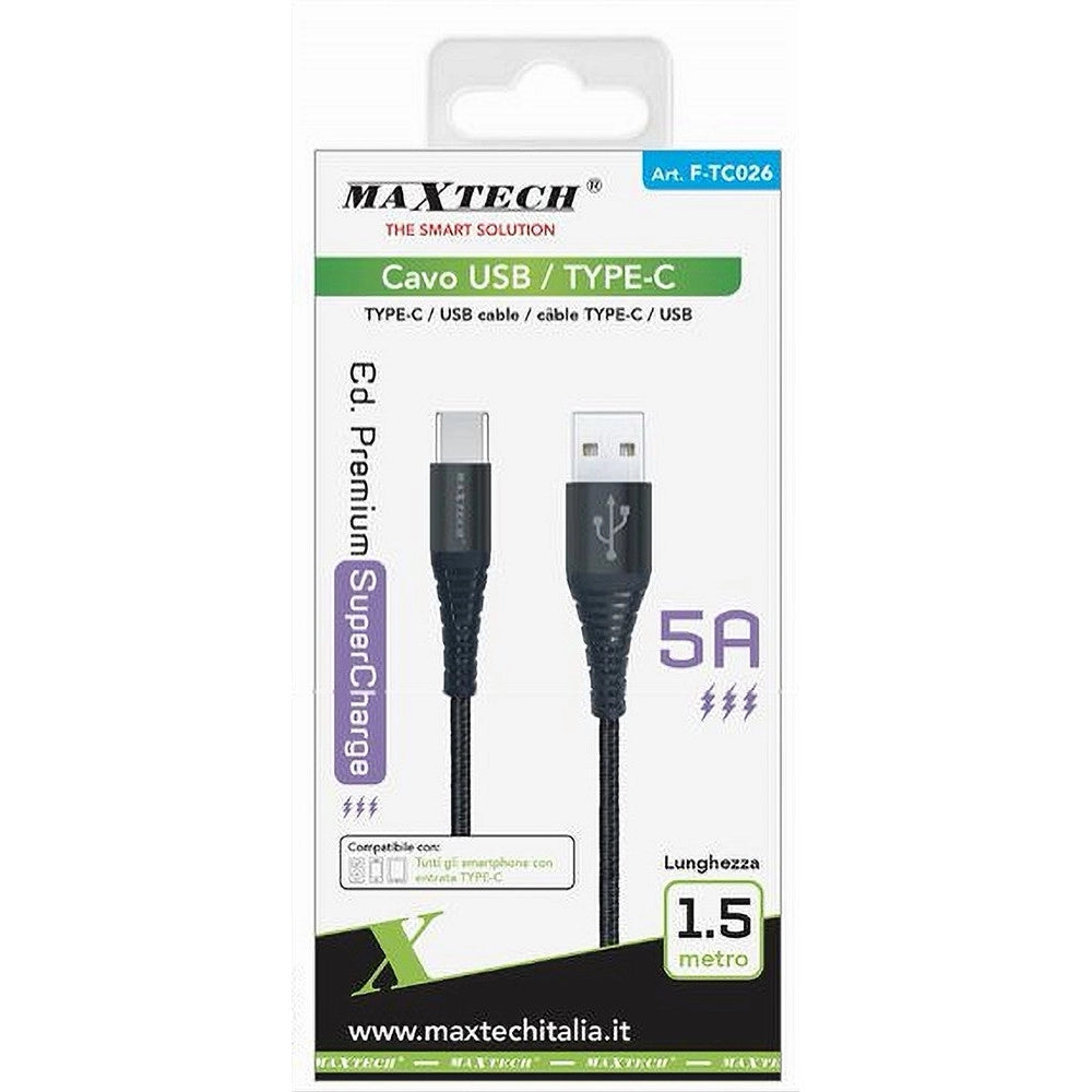 Trade Shop - Cavo Usb / Type-c 5 A 1.5 Metri Trasmissione Dati Super Ricarica Rapida F-tc026 -