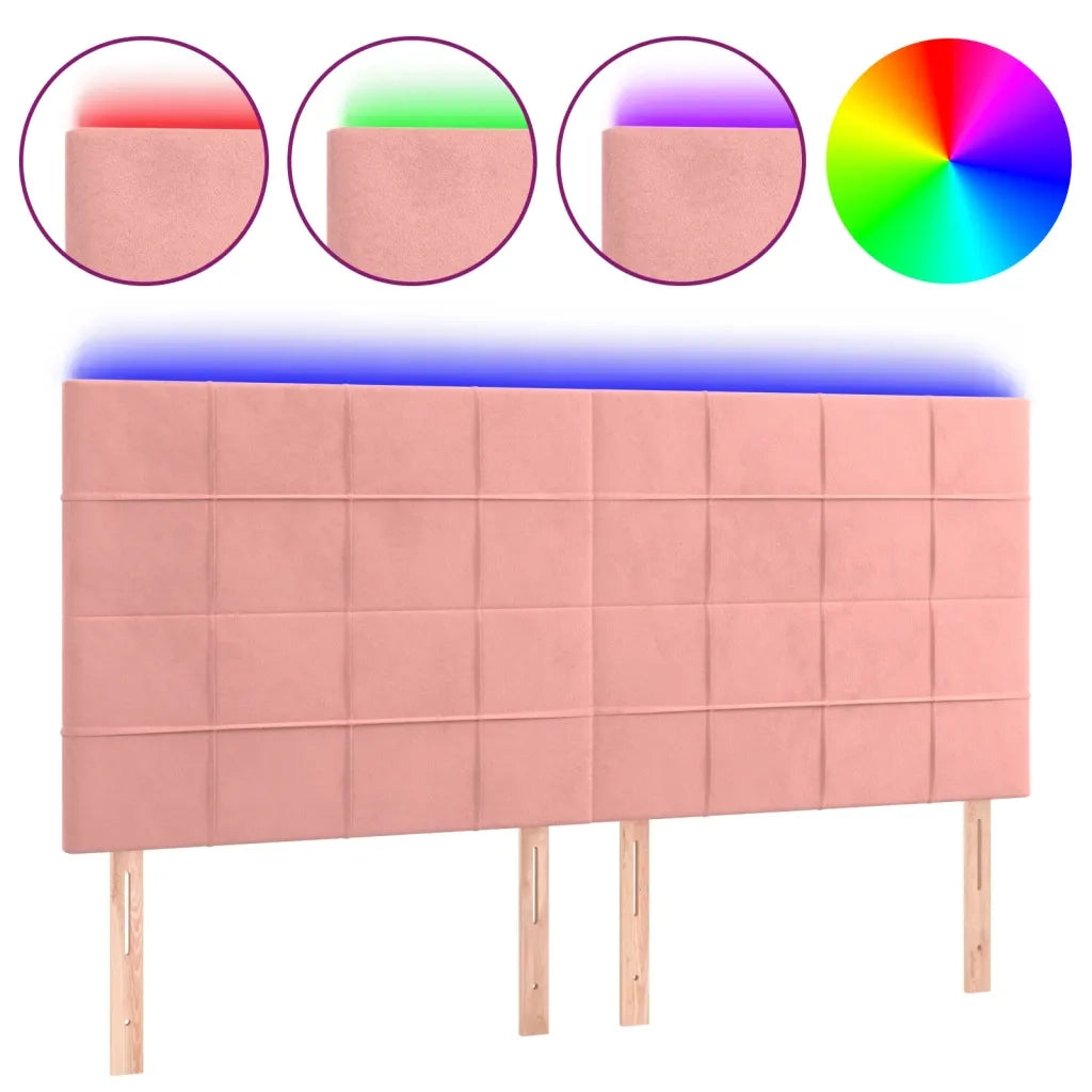 Testiera a LED Rosa 180x5x118/128 cm in Vellutocod mxl 97814