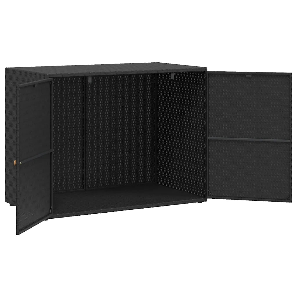 Mobiletto da giardino nero 100x55,5x80 cm in polyrattan 319868