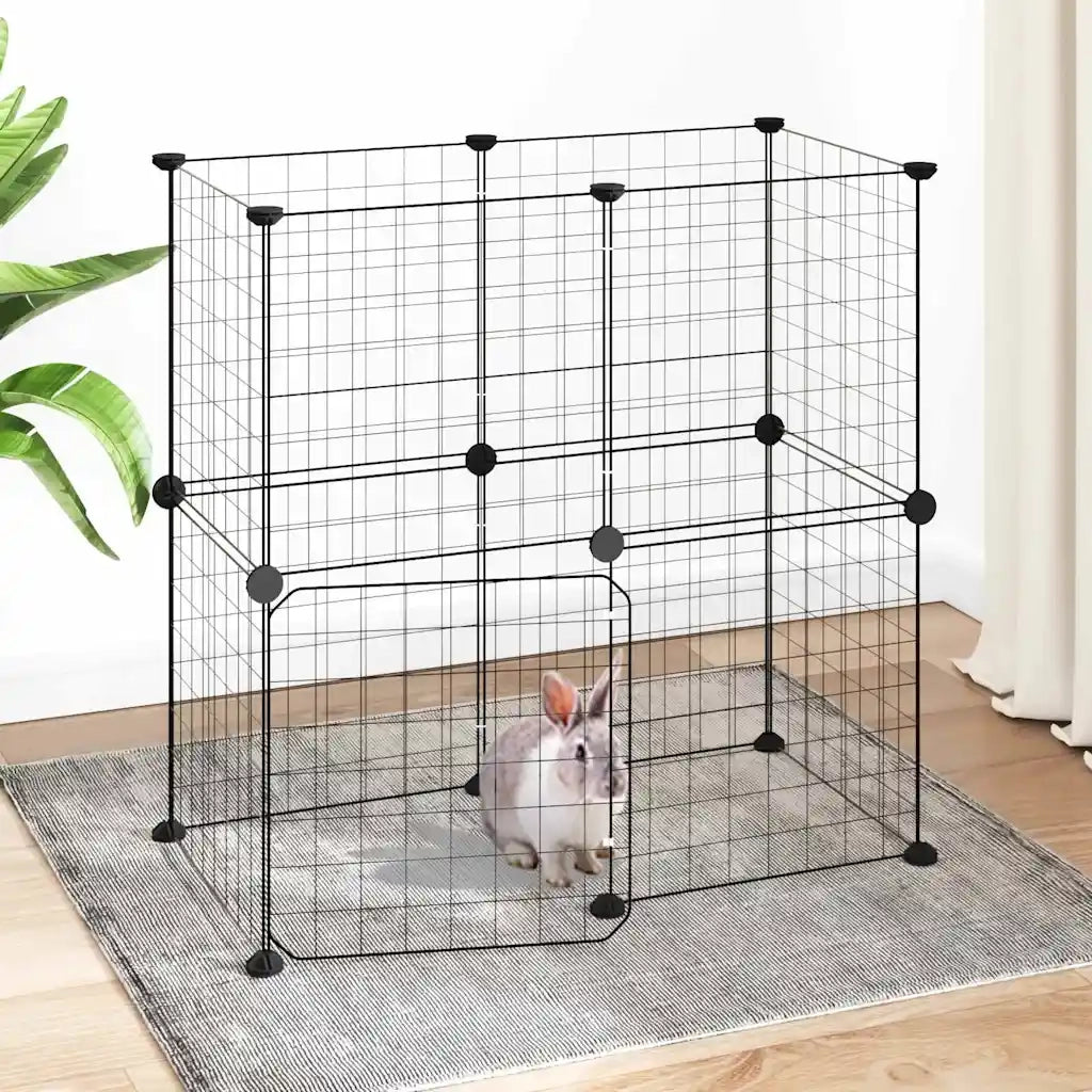 Gabbia per Animali 12 Pannelli con Porta Nero 35x35 cm Acciaio cod mxl 53880