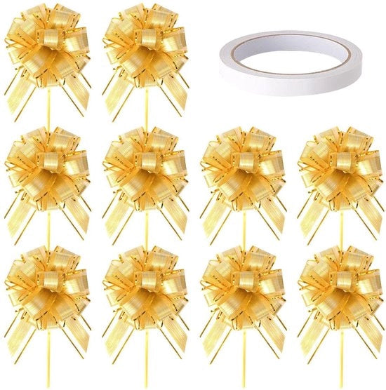 Decorazioni a Strisce - 10 Pezzi di Fiori a Mano a Punto con Oro - Adesivo a Doppia Faccia - Decorazione di Matrimonio - Decorazione di Festa - Dimensioni 130 x 4,8 cm