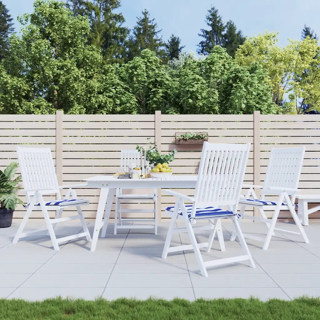 Cuscini per Sedia 2 pz | Cuscini per sedie Strisce Bianche e Blu 50x50x4 cm Tessuto