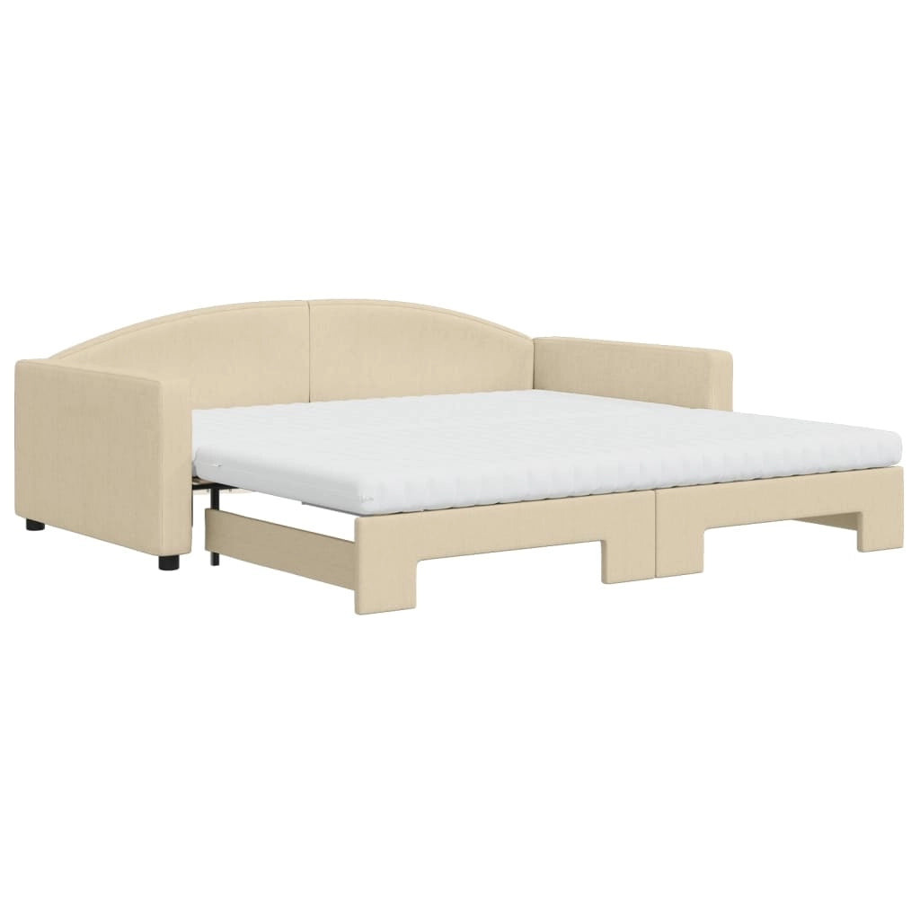 Divano Letto Estraibile con Materassi Crema 100x200 cm Tessutocod mxl 130613